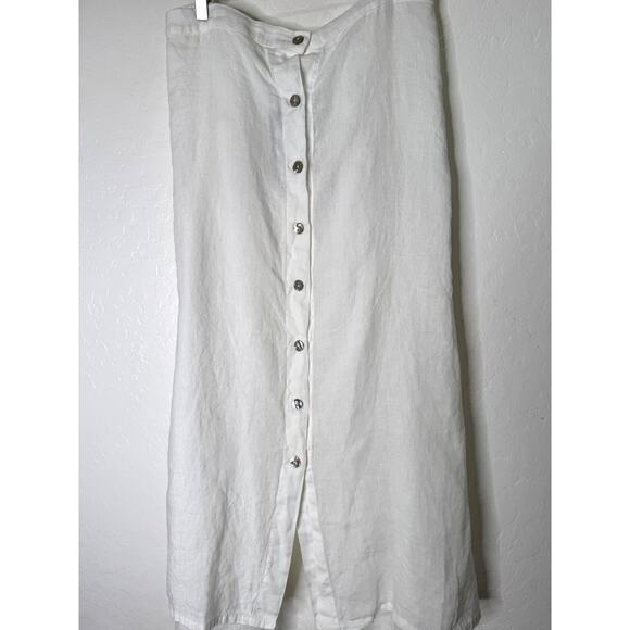 Bryn Walker Cinzia Light Linen Elastic Waist High-Low Hem A-Line Skirt XXS White - Picture 5 of 11